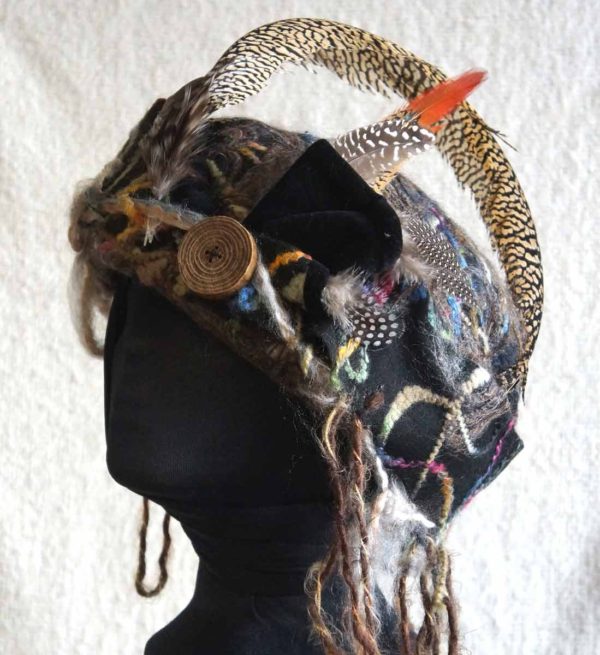 Uniquely Dynamic Multicolor Hat with Velveteen and Pheasant Feathers